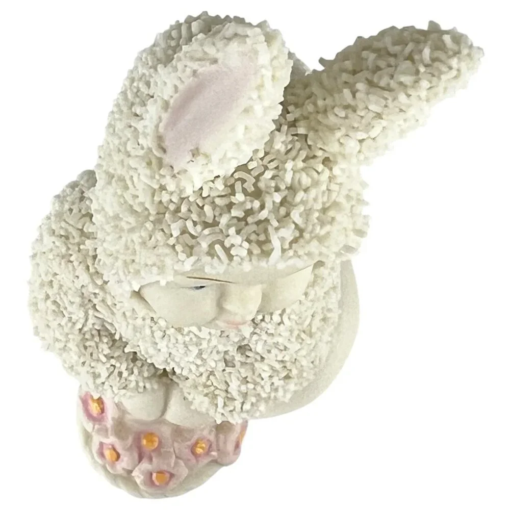 Dept 56 Snowbunnies Figurine A Basket Of Cheer Pink Flowers Easter Snowbabies